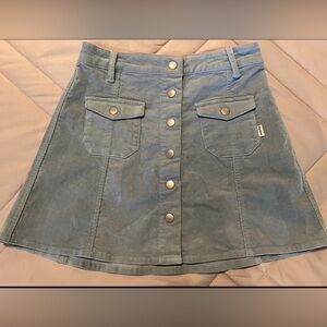 Rhythm .Light Blue A-Line Skirt with Button Front